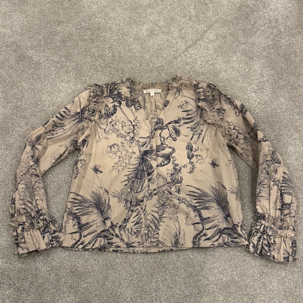 LOVE THE LABEL jessie top in yaffe/ecru cotton poplin size small like new - Picture 5 of 12